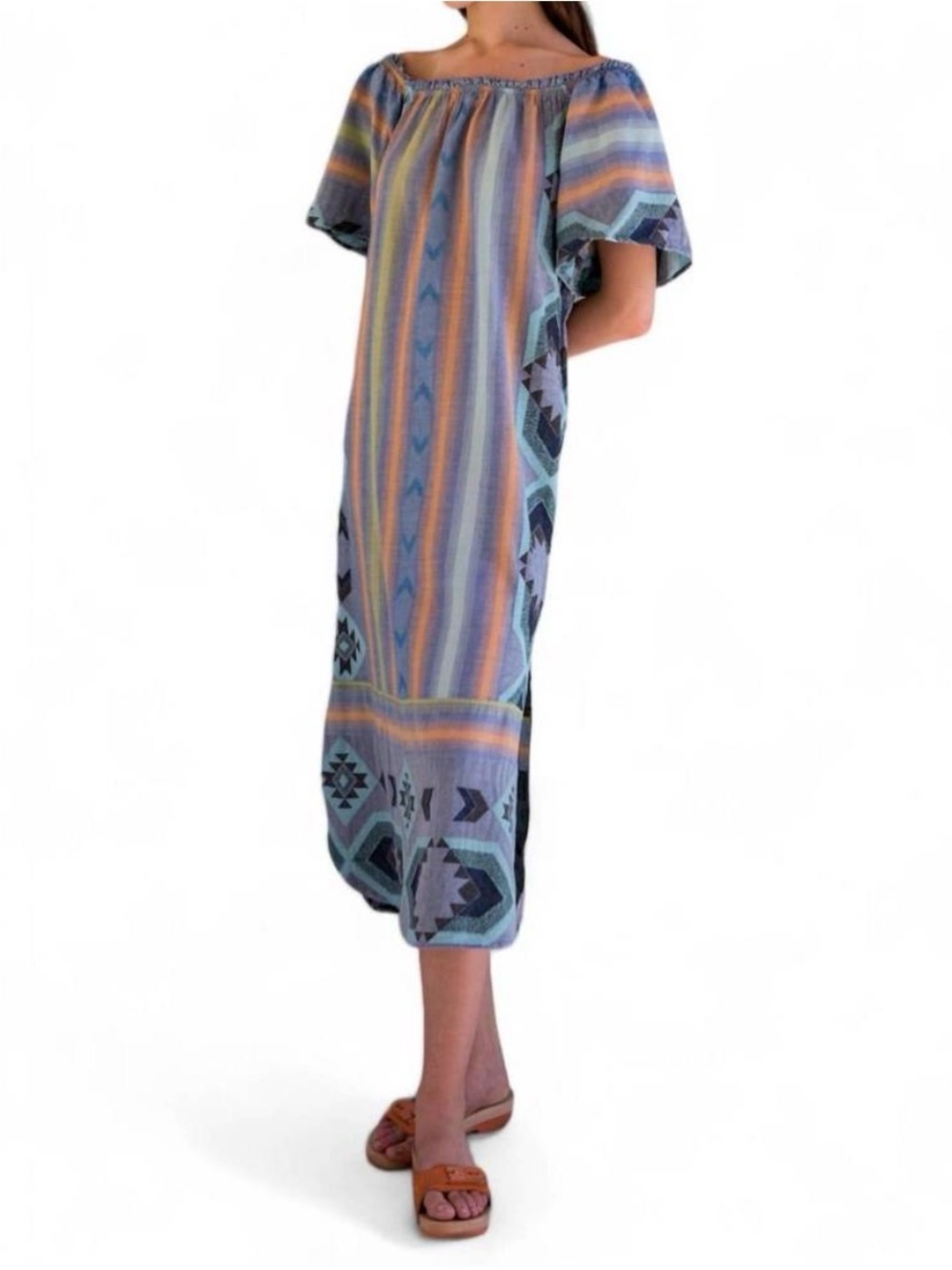 NEW NEMA ana maxi tunic dress in blue tones